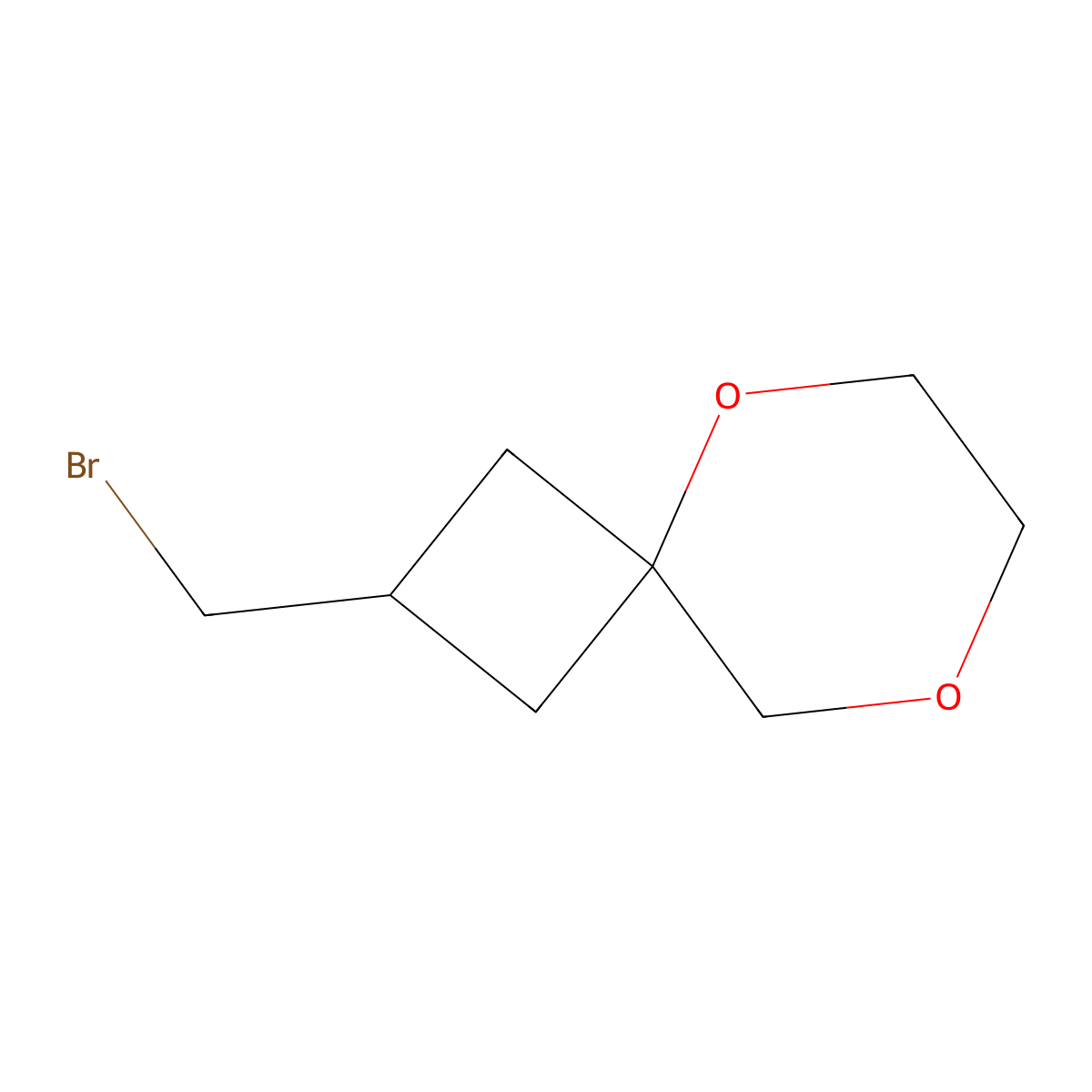 2-(bromomethyl)-5,8-dioxaspiro[3.5]nonane, Mixture of diastereomers molecular structure, CAS 2680543-11-5
