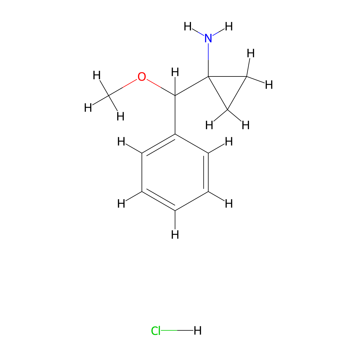 1-[Methoxy(phenyl)methyl]cyclopropan-1-amine hydrochloride molecular structure, CAS 2680543-16-0