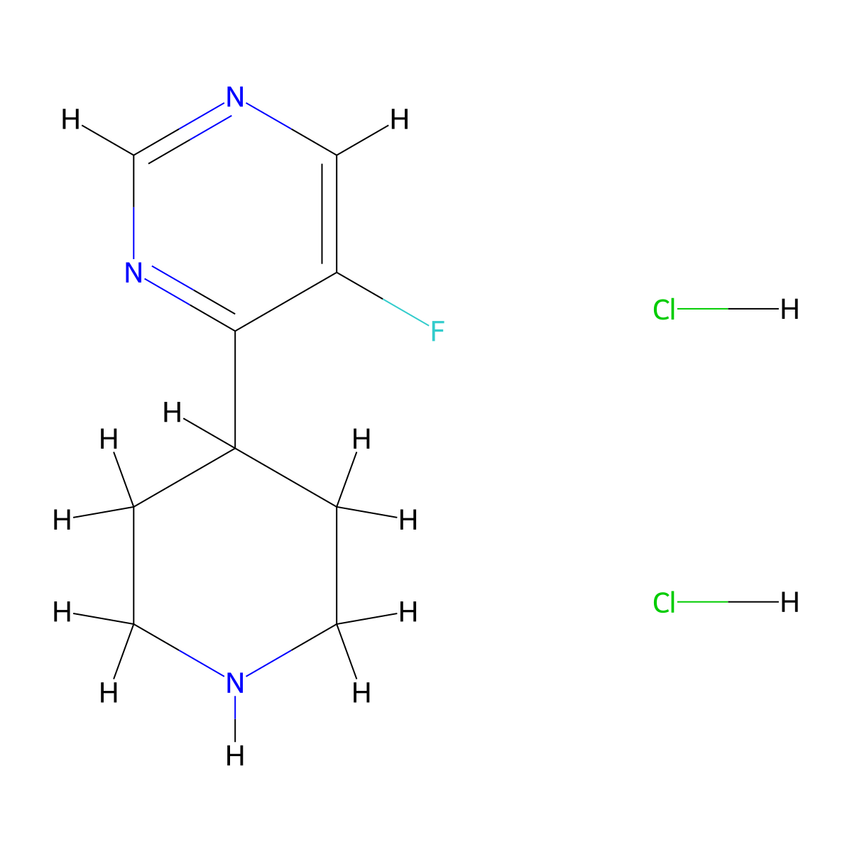 5-Fluoro-4-(piperidin-4-yl)pyrimidine dihydrochloride molecular structure, CAS 2680543-25-1
