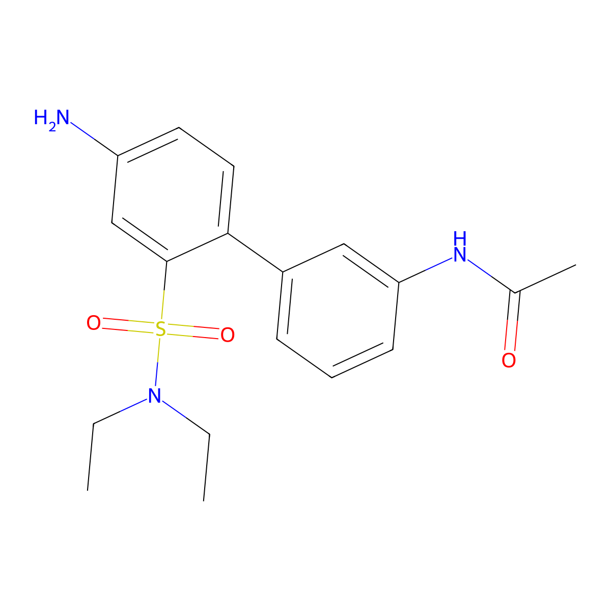 N-[4'-amino-2'-(diethylsulfamoyl)-[1,1'-biphenyl]-3-yl]acetamide molecular structure, CAS 2680543-37-5