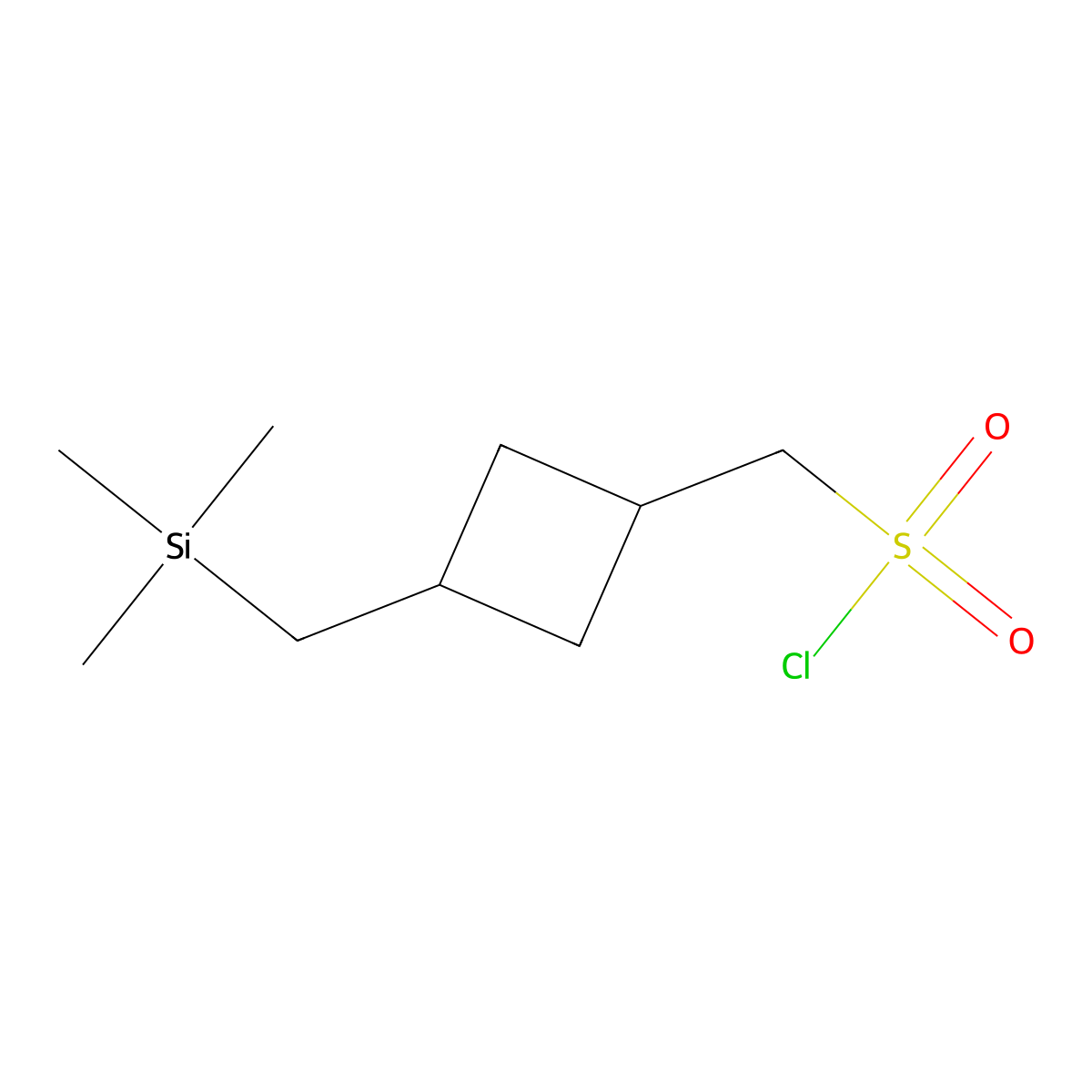 {3-[(Trimethylsilyl)methyl]cyclobutyl}methanesulfonyl chloride molecular structure, CAS 2680543-44-4