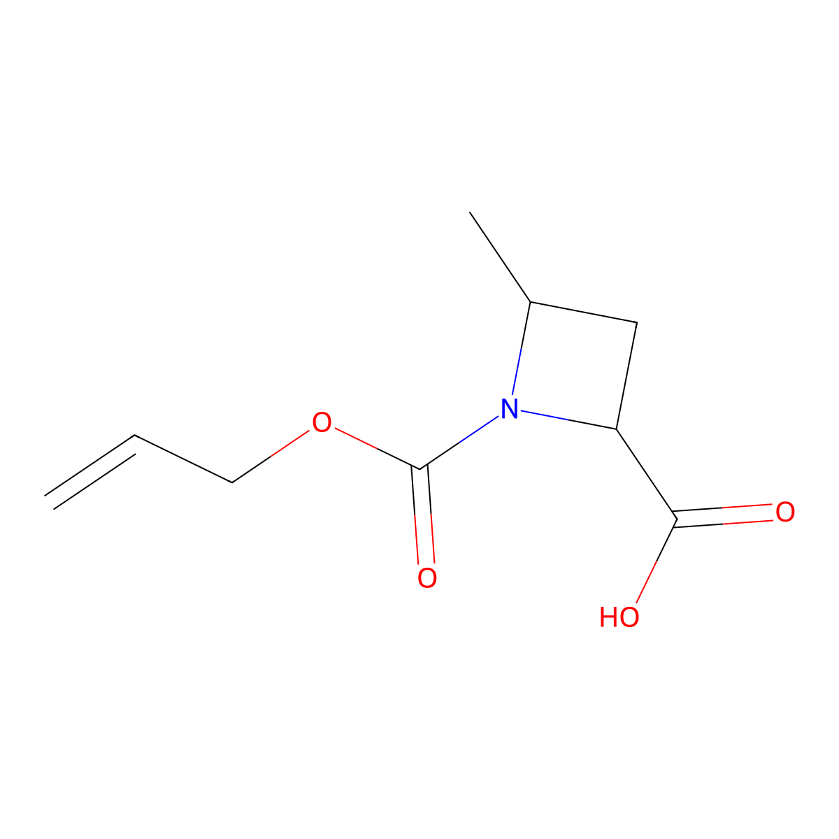 4-Methyl-1-[(prop-2-en-1-yloxy)carbonyl]azetidine-2-carboxylic acid molecular structure, CAS 2680544-44-7