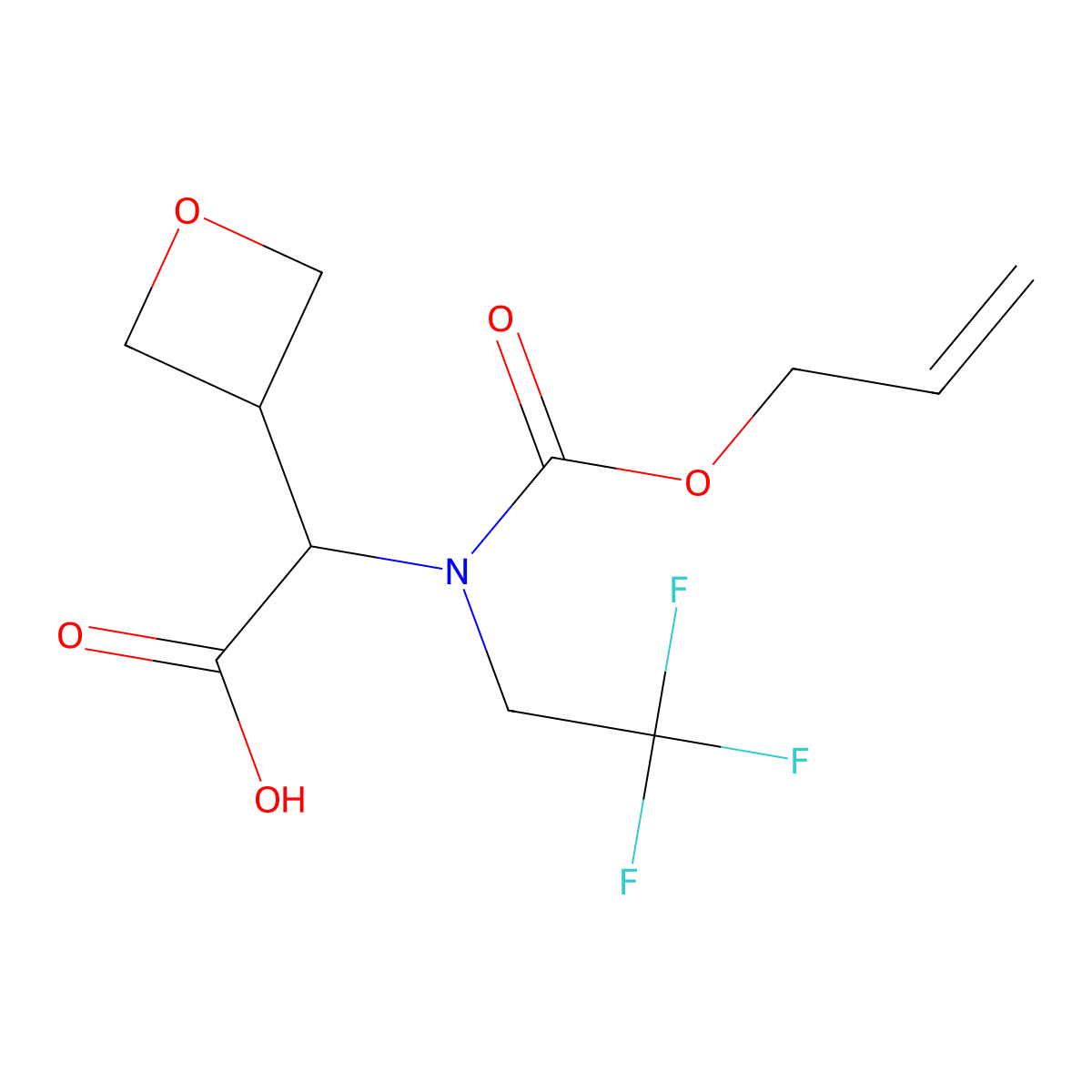 2-(Oxetan-3-yl)-2-{[(prop-2-en-1-yloxy)carbonyl](2,2,2-trifluoroethyl)amino}acetic acid molecular structure, CAS 2680544-48-1