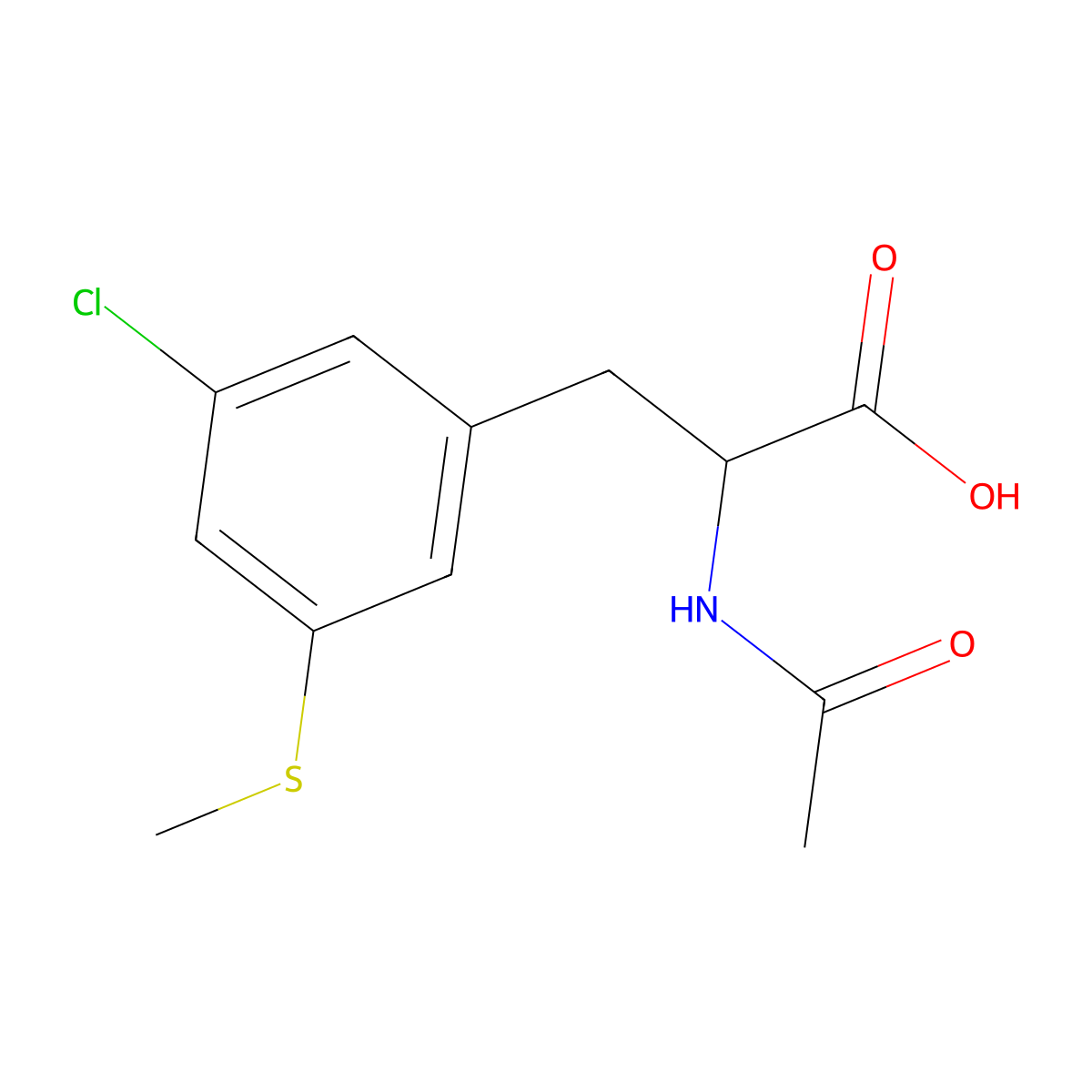 3-[3-Chloro-5-(methylsulfanyl)phenyl]-2-acetamidopropanoic acid molecular structure, CAS 2680544-50-5