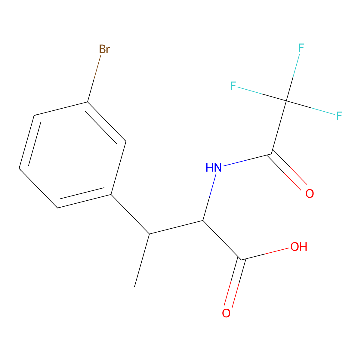 3-(3-Bromophenyl)-2-(2,2,2-trifluoroacetamido)butanoic acid molecular structure, CAS 2680544-51-6