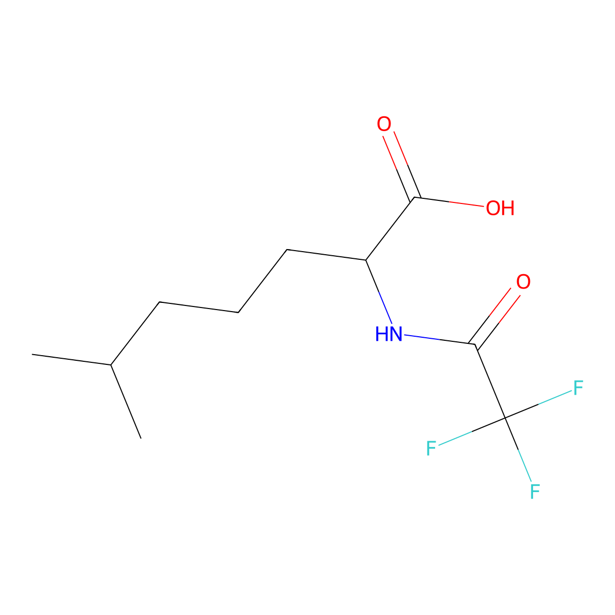 6-Methyl-2-(2,2,2-trifluoroacetamido)heptanoic acid molecular structure, CAS 2680544-57-2