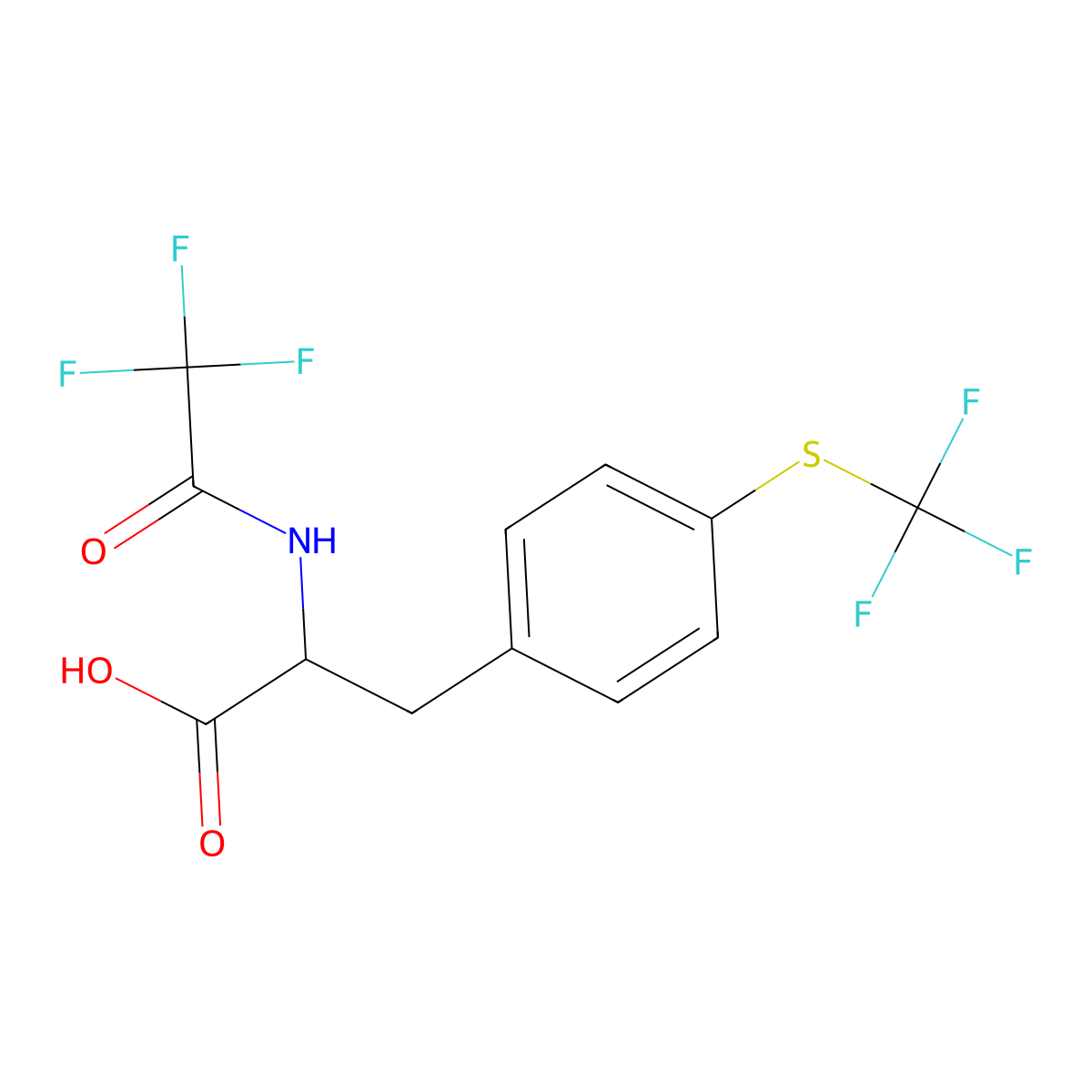 2-(2,2,2-Trifluoroacetamido)-3-{4-[(trifluoromethyl)sulfanyl]phenyl}propanoic acid molecular structure, CAS 2680544-58-3