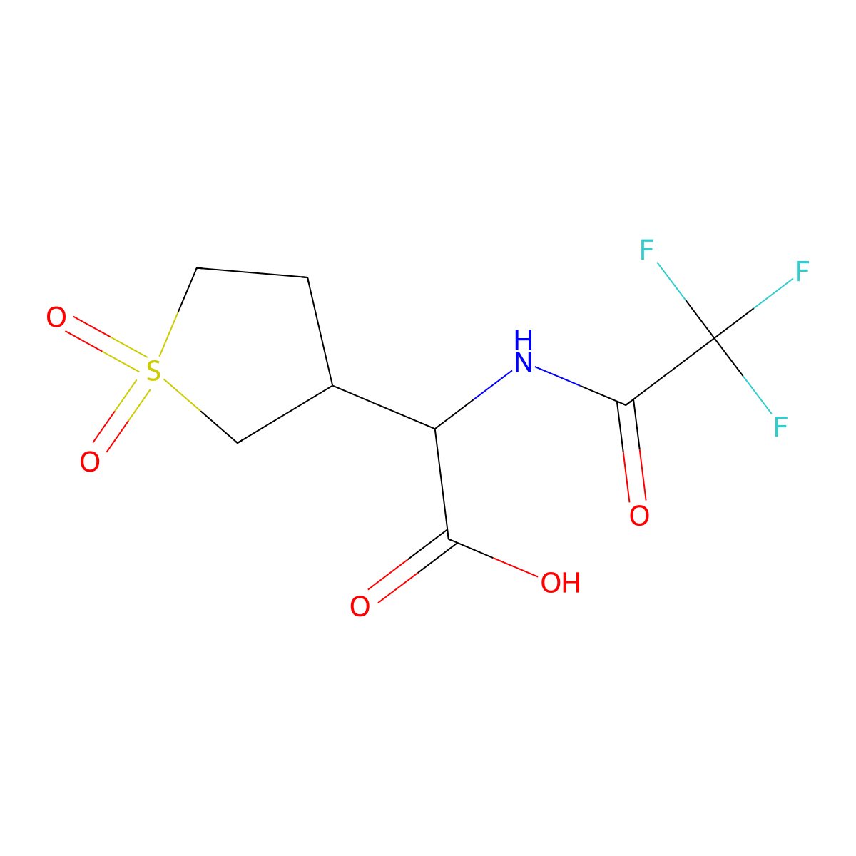2-(1,1-Dioxo-1lambda6-thiolan-3-yl)-2-(2,2,2-trifluoroacetamido)acetic acid molecular structure, CAS 2680544-60-7