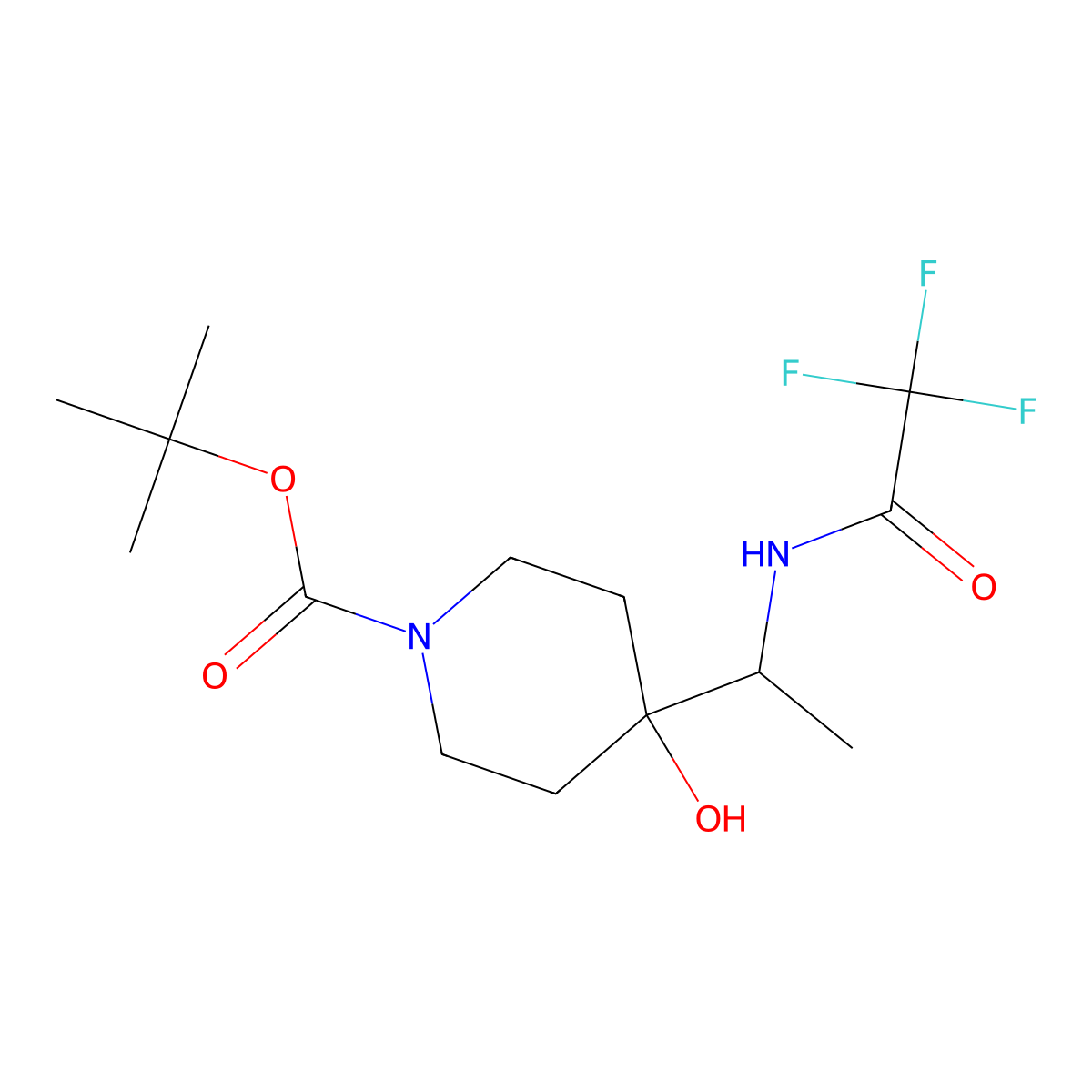 Tert-butyl 4-hydroxy-4-[1-(trifluoroacetamido)ethyl]piperidine-1-carboxylate molecular structure, CAS 2680544-63-0