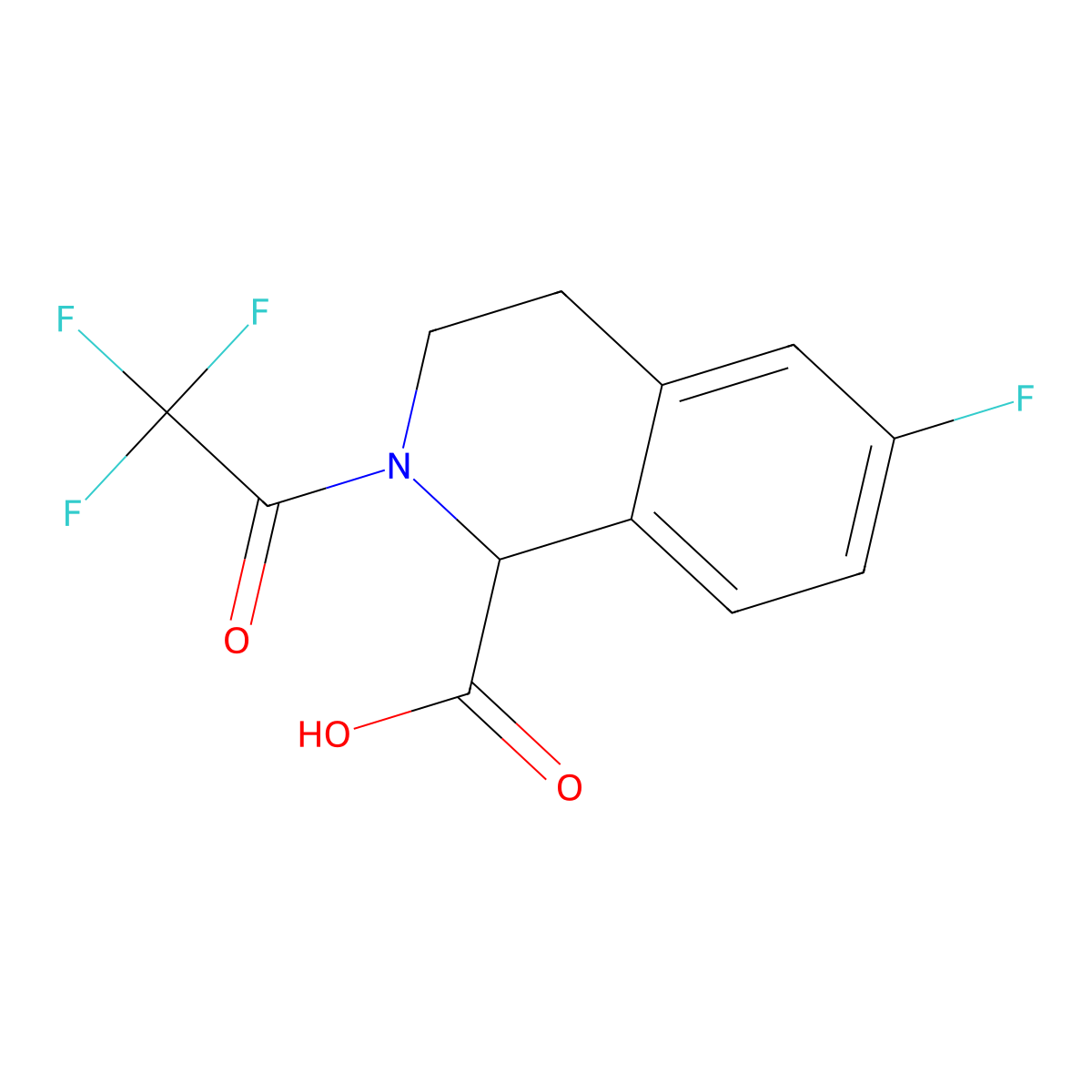 6-Fluoro-2-(2,2,2-trifluoroacetyl)-1,2,3,4-tetrahydroisoquinoline-1-carboxylic acid molecular structure, CAS 2680544-68-5