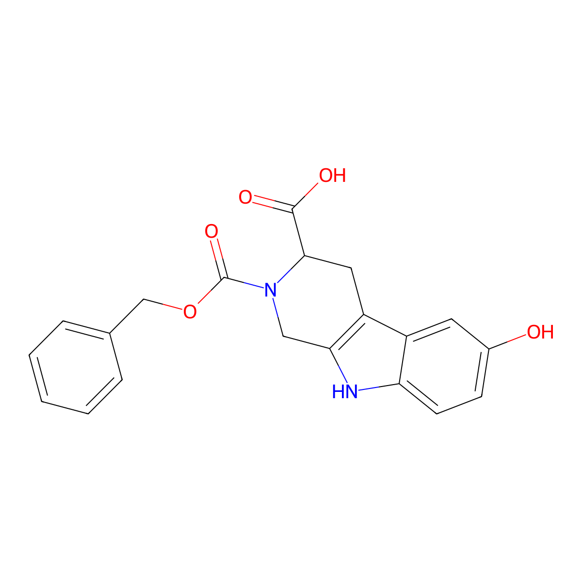 2-[(benzyloxy)carbonyl]-6-hydroxy-1H,2H,3H,4H,9H-pyrido[3,4-b]indole-3-carboxylic acid molecular structure, CAS 2680544-72-1