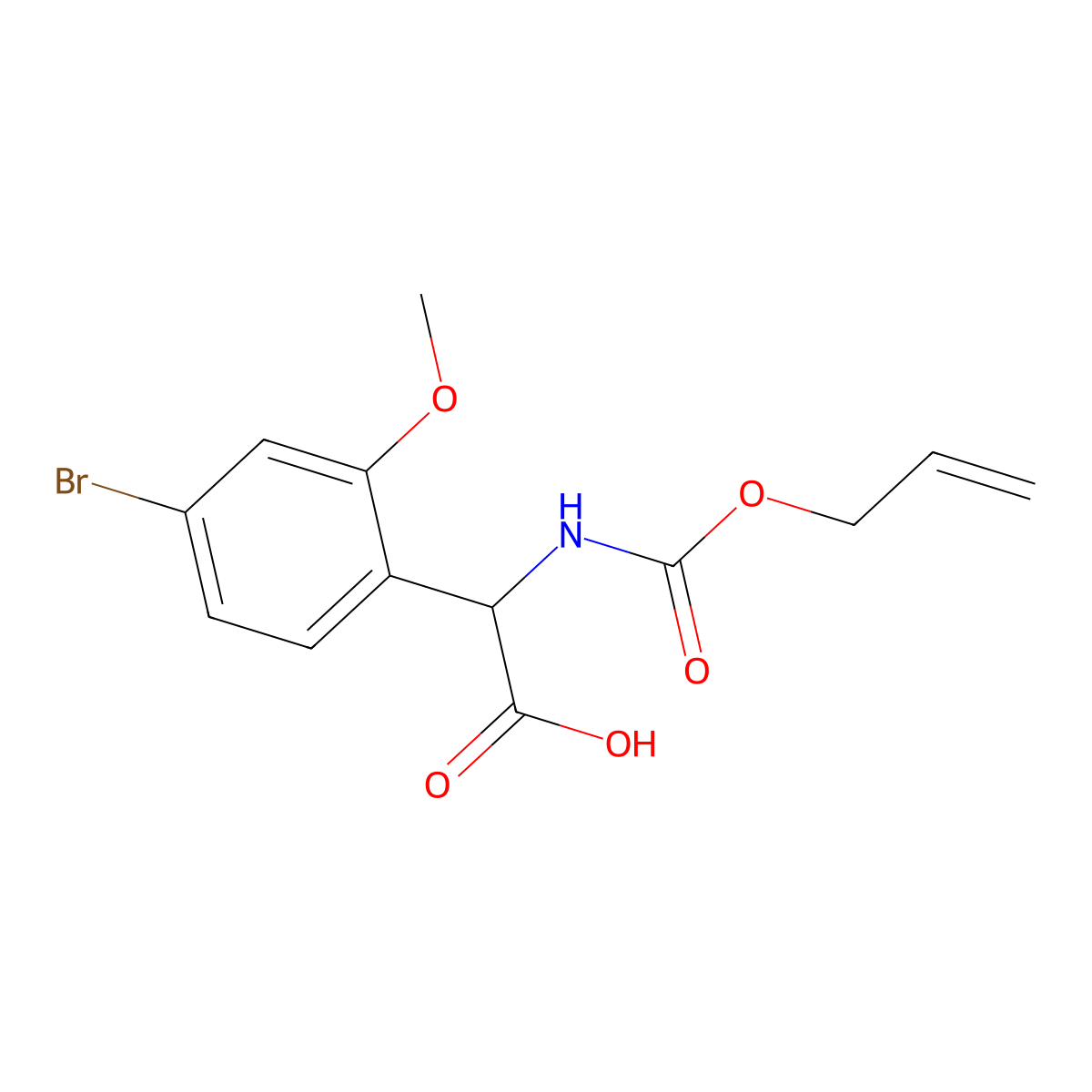 2-(4-Bromo-2-methoxyphenyl)-2-{[(prop-2-en-1-yloxy)carbonyl]amino}acetic acid molecular structure, CAS 2680544-80-1