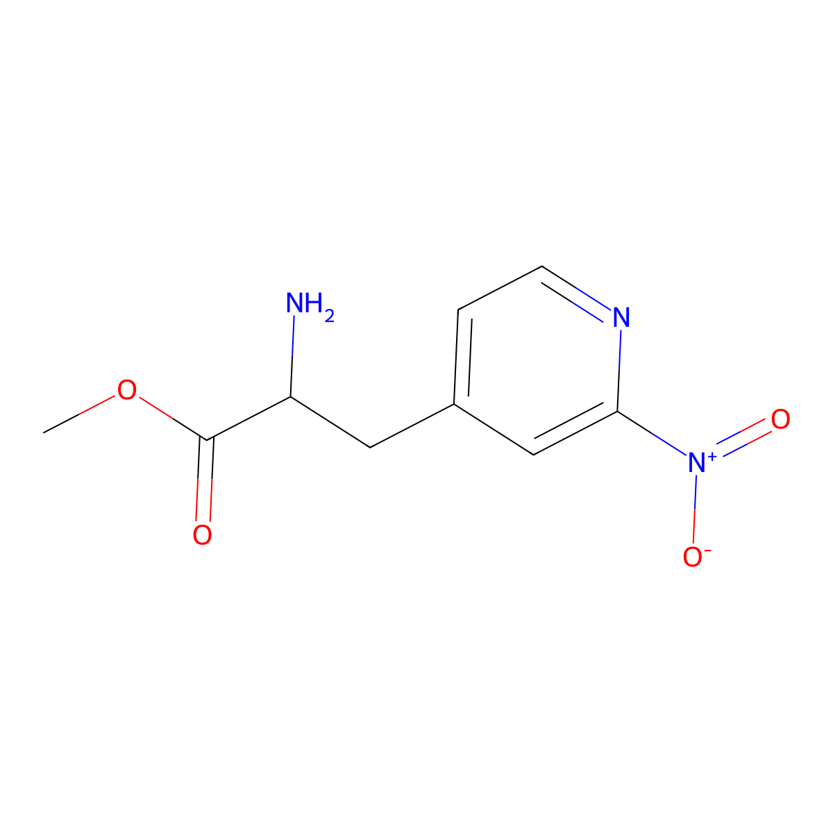Methyl 2-amino-3-(2-nitropyridin-4-yl)propanoate molecular structure, CAS 2680544-89-0