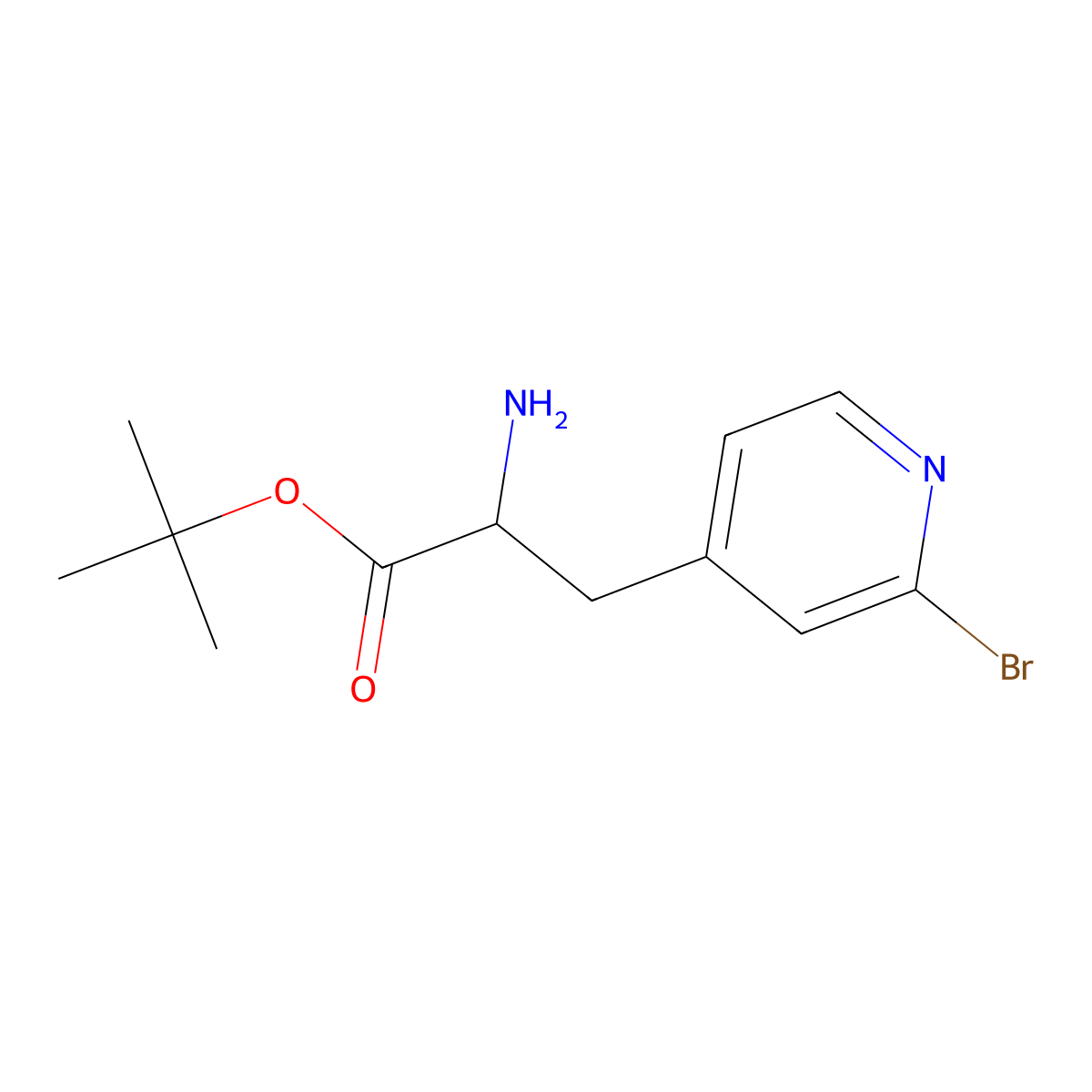Tert-butyl 2-amino-3-(2-bromopyridin-4-yl)propanoate molecular structure, CAS 2680544-94-7