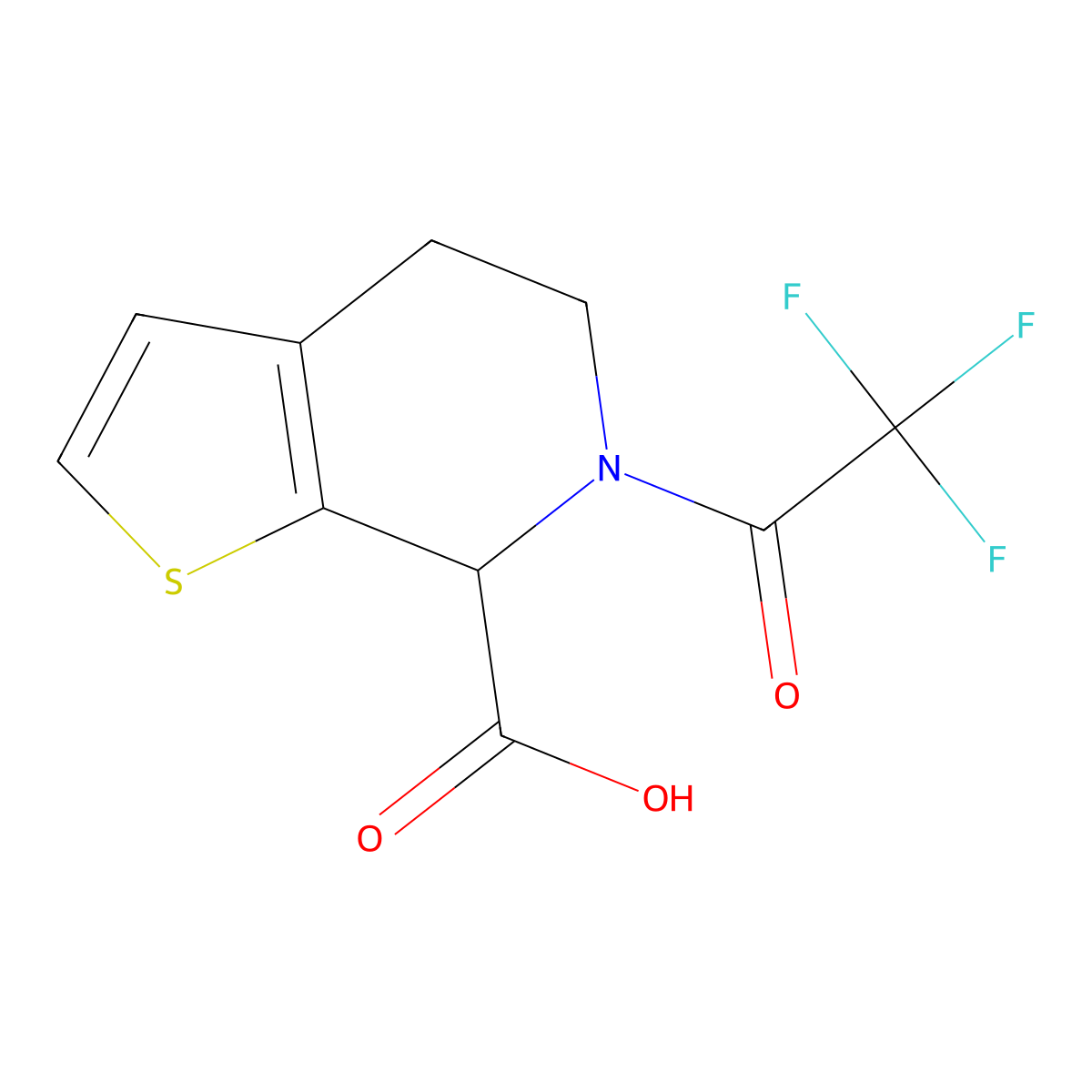 6-(2,2,2-trifluoroacetyl)-4H,5H,6H,7H-thieno[2,3-c]pyridine-7-carboxylic acid molecular structure, CAS 2680545-01-9