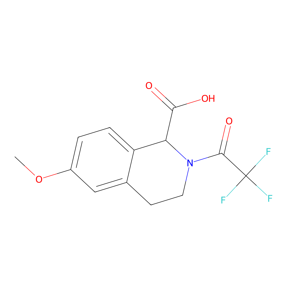 6-Methoxy-2-(2,2,2-trifluoroacetyl)-1,2,3,4-tetrahydroisoquinoline-1-carboxylic acid molecular structure, CAS 2680545-04-2