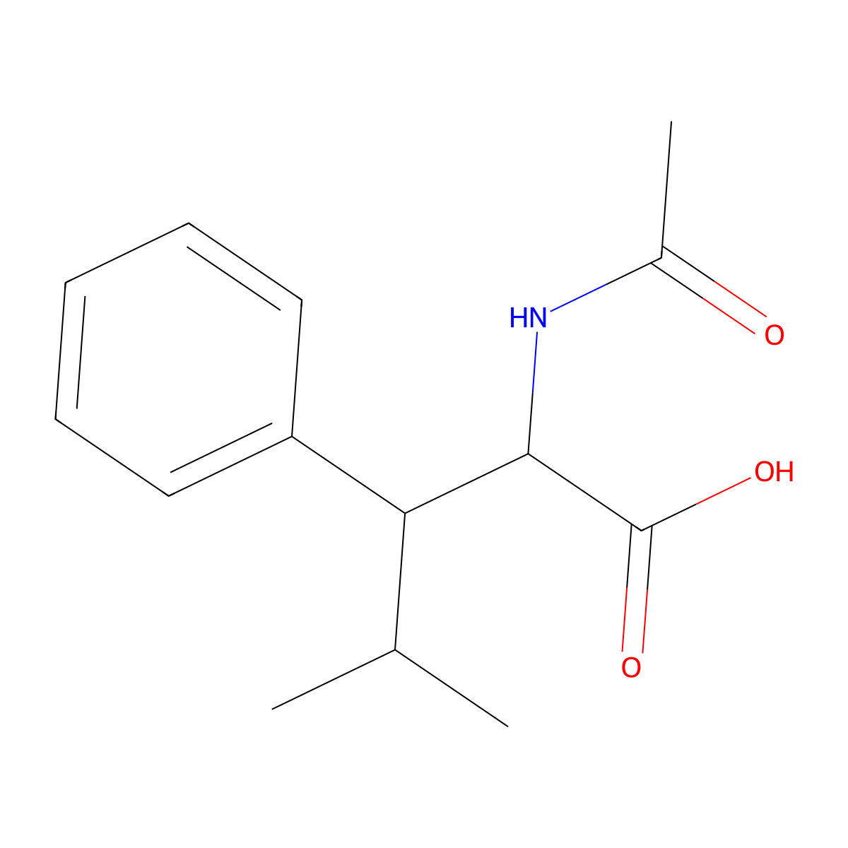 2-Acetamido-4-methyl-3-phenylpentanoic acid molecular structure, CAS 2680545-06-4