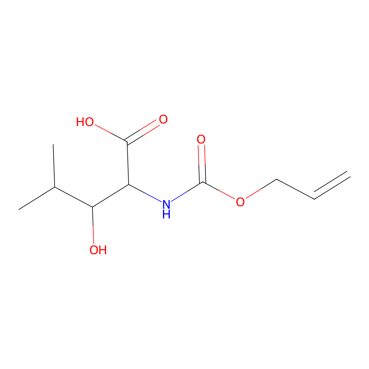 3-Hydroxy-4-methyl-2-{[(prop-2-en-1-yloxy)carbonyl]amino}pentanoic acid molecular structure, CAS 2680545-11-1