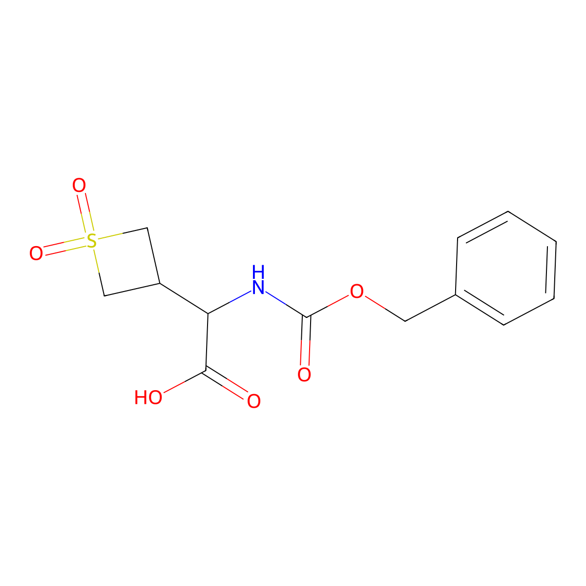 2-{[(Benzyloxy)carbonyl]amino}-2-(1,1-dioxo-1lambda6-thietan-3-yl)acetic acid molecular structure, CAS 2680545-15-5