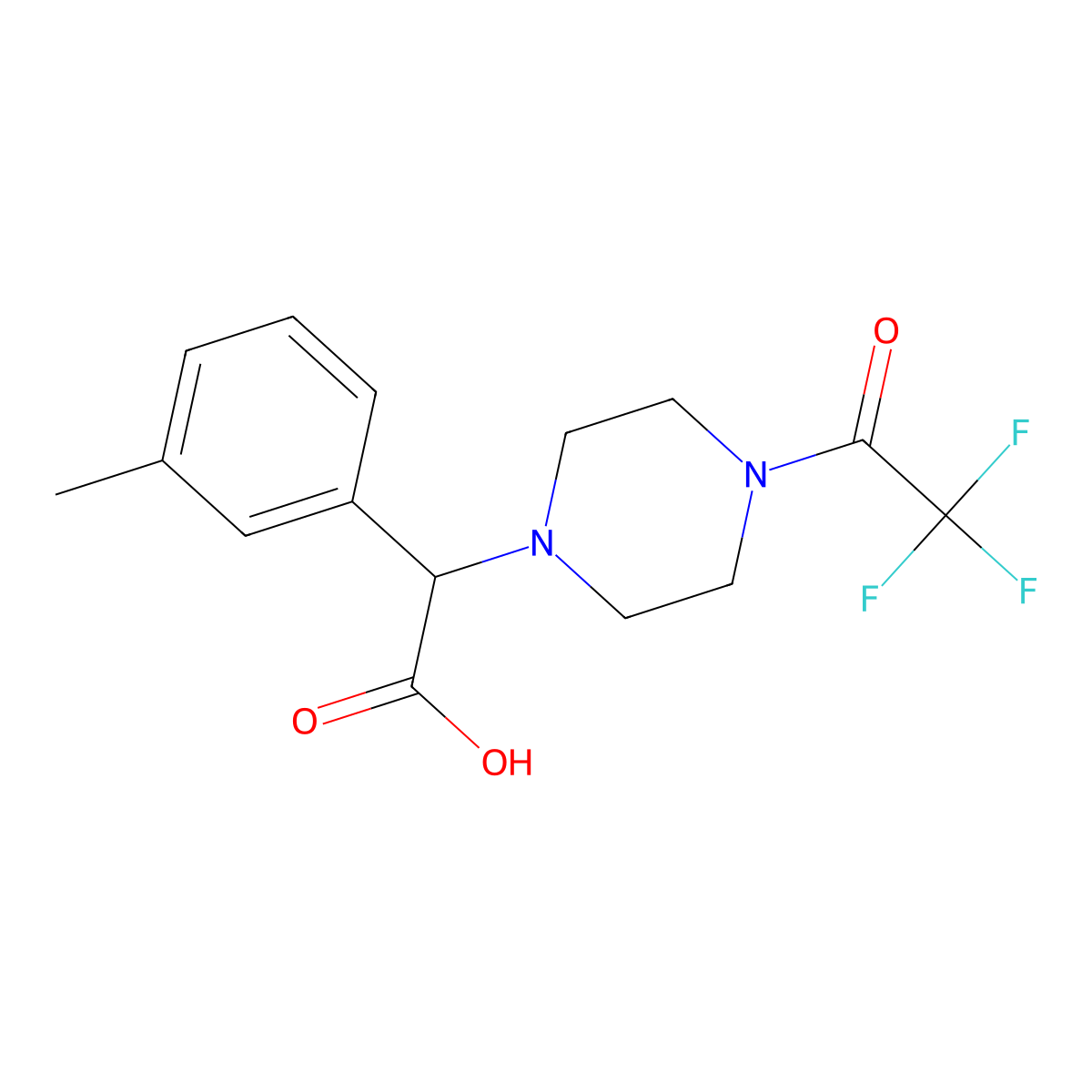 2-(3-Methylphenyl)-2-[4-(2,2,2-trifluoroacetyl)piperazin-1-yl]acetic acid molecular structure, CAS 2680545-16-6