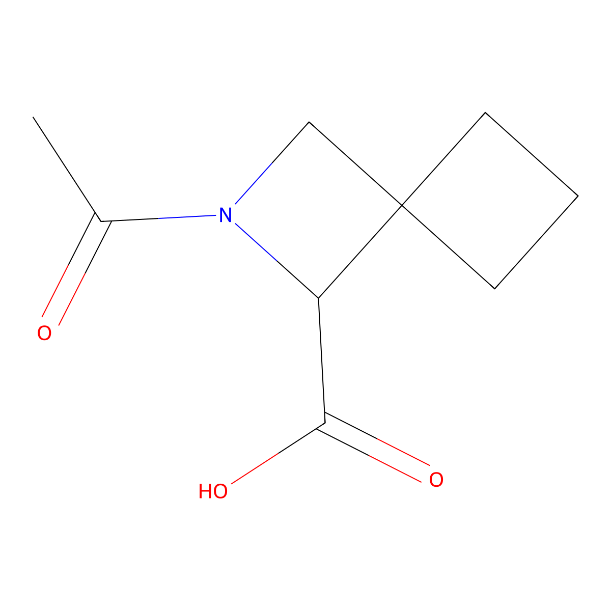 2-Acetyl-2-azaspiro[3.3]heptane-1-carboxylic acid molecular structure, CAS 2680545-18-8