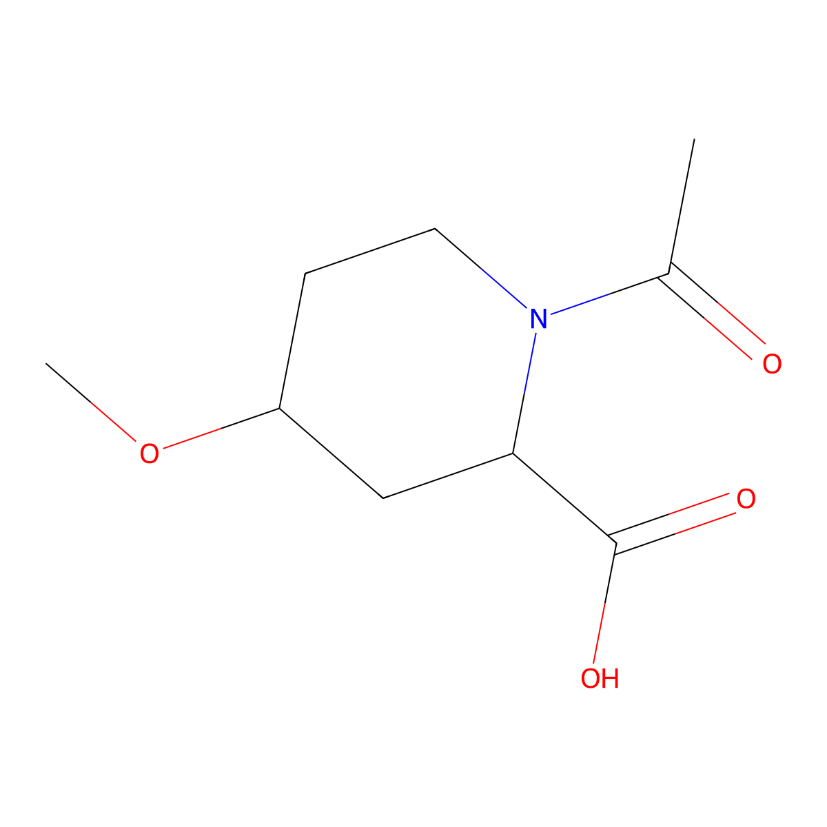 1-Acetyl-4-methoxypiperidine-2-carboxylic acid molecular structure, CAS 2680545-22-4