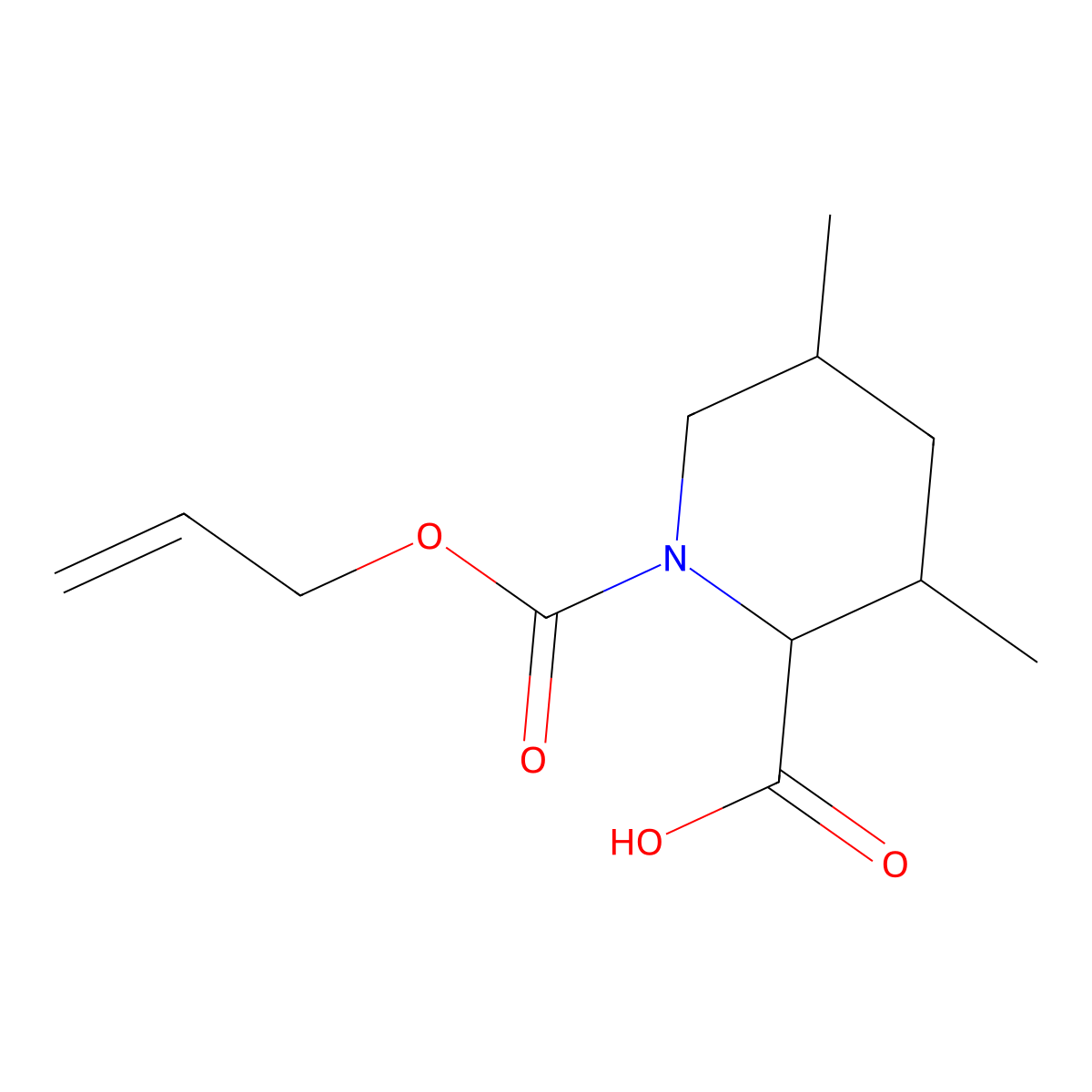3,5-Dimethyl-1-[(prop-2-en-1-yloxy)carbonyl]piperidine-2-carboxylic acid molecular structure, CAS 2680545-26-8