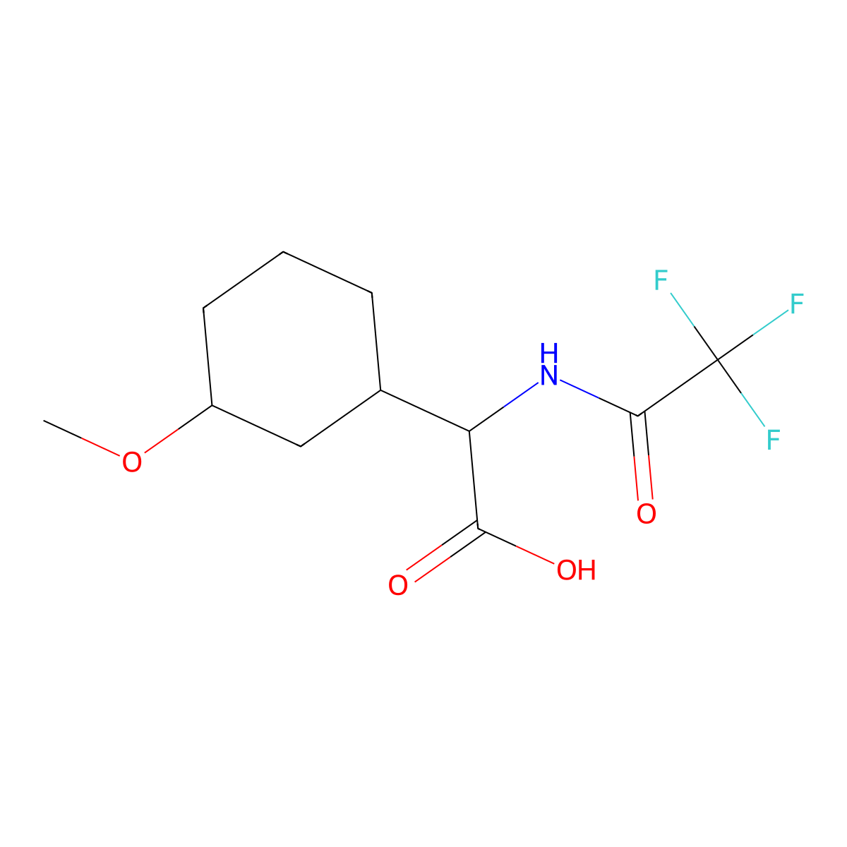 2-(3-Methoxycyclohexyl)-2-(2,2,2-trifluoroacetamido)acetic acid molecular structure, CAS 2680545-34-8
