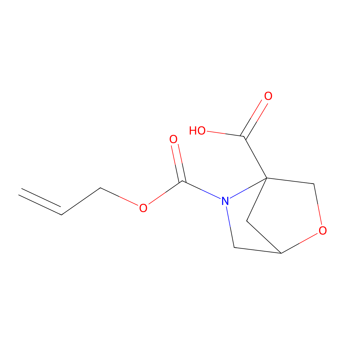 5-[(Prop-2-en-1-yloxy)carbonyl]-2-oxa-5-azabicyclo[2.2.1]heptane-4-carboxylic acid molecular structure, CAS 2680545-37-1