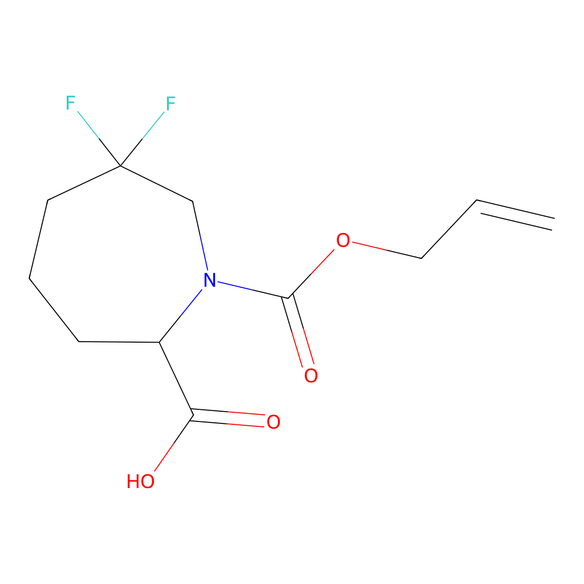 6,6-Difluoro-1-[(prop-2-en-1-yloxy)carbonyl]azepane-2-carboxylic acid molecular structure, CAS 2680545-47-3