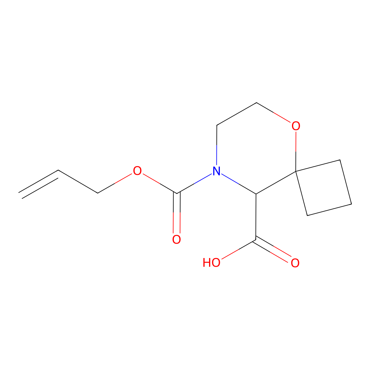 8-[(Prop-2-en-1-yloxy)carbonyl]-5-oxa-8-azaspiro[3.5]nonane-9-carboxylic acid molecular structure, CAS 2680545-51-9