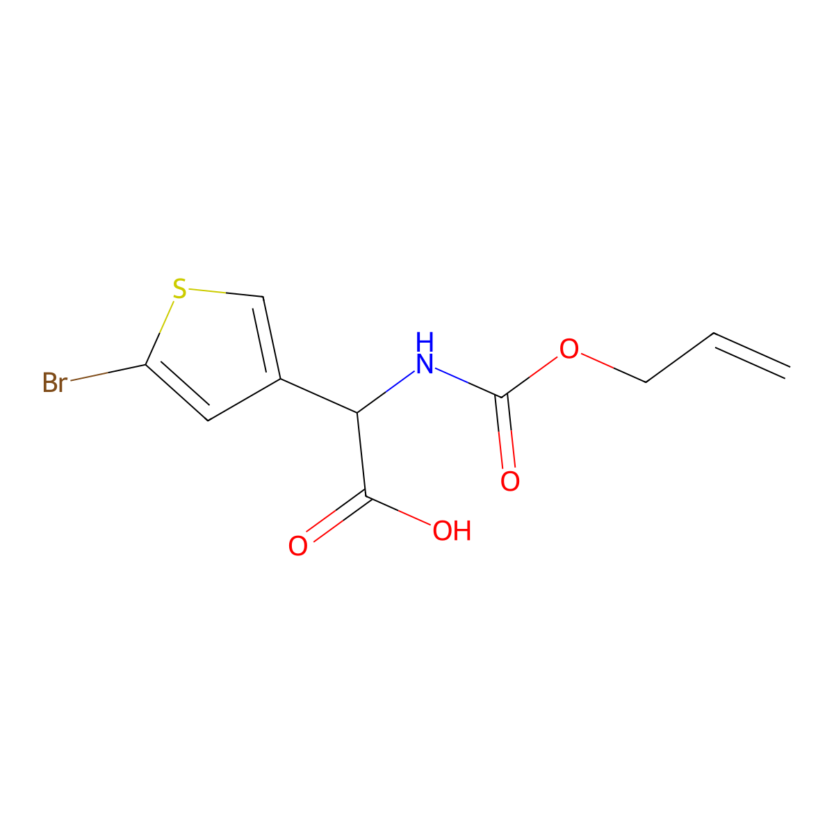2-(5-Bromothiophen-3-yl)-2-{[(prop-2-en-1-yloxy)carbonyl]amino}acetic acid molecular structure, CAS 2680545-58-6