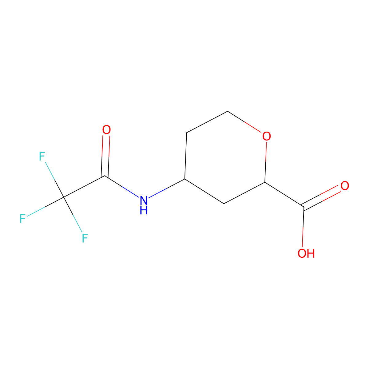 4-(2,2,2-Trifluoroacetamido)oxane-2-carboxylic acid molecular structure, CAS 2680545-59-7