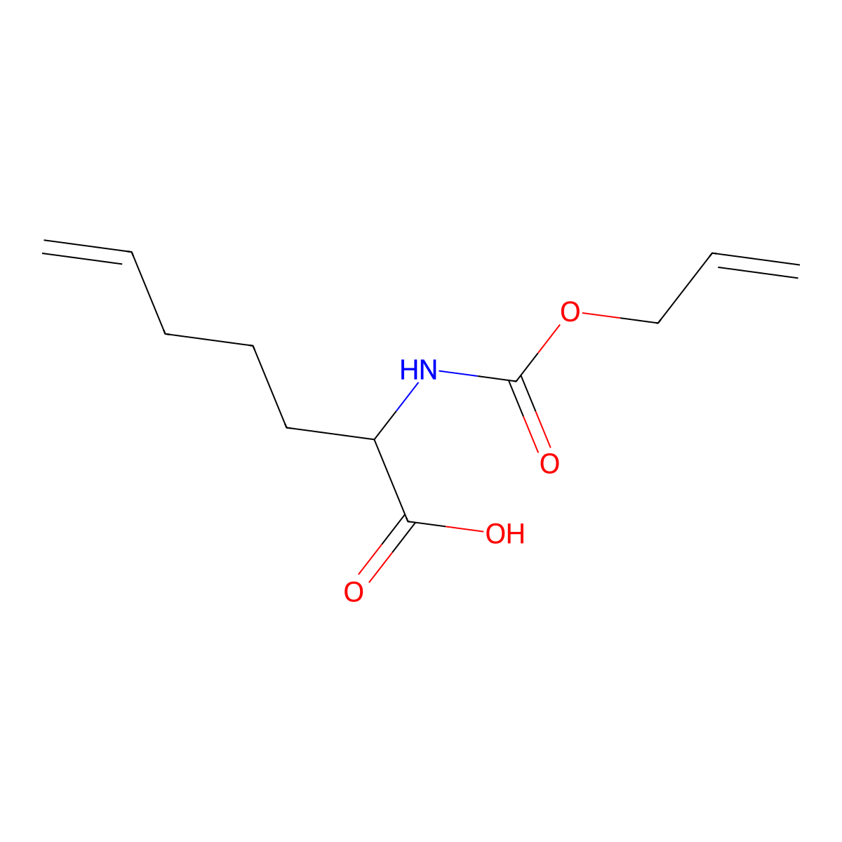 2-{[(Prop-2-en-1-yloxy)carbonyl]amino}hept-6-enoic acid molecular structure, CAS 2680545-61-1