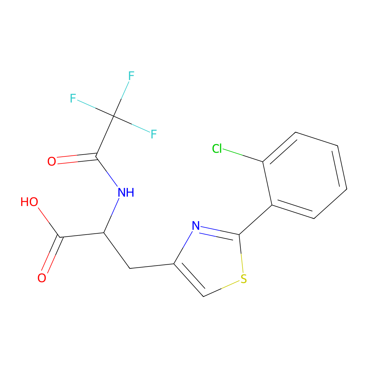 3-[2-(2-Chlorophenyl)-1,3-thiazol-4-yl]-2-(2,2,2-trifluoroacetamido)propanoic acid molecular structure, CAS 2680545-63-3