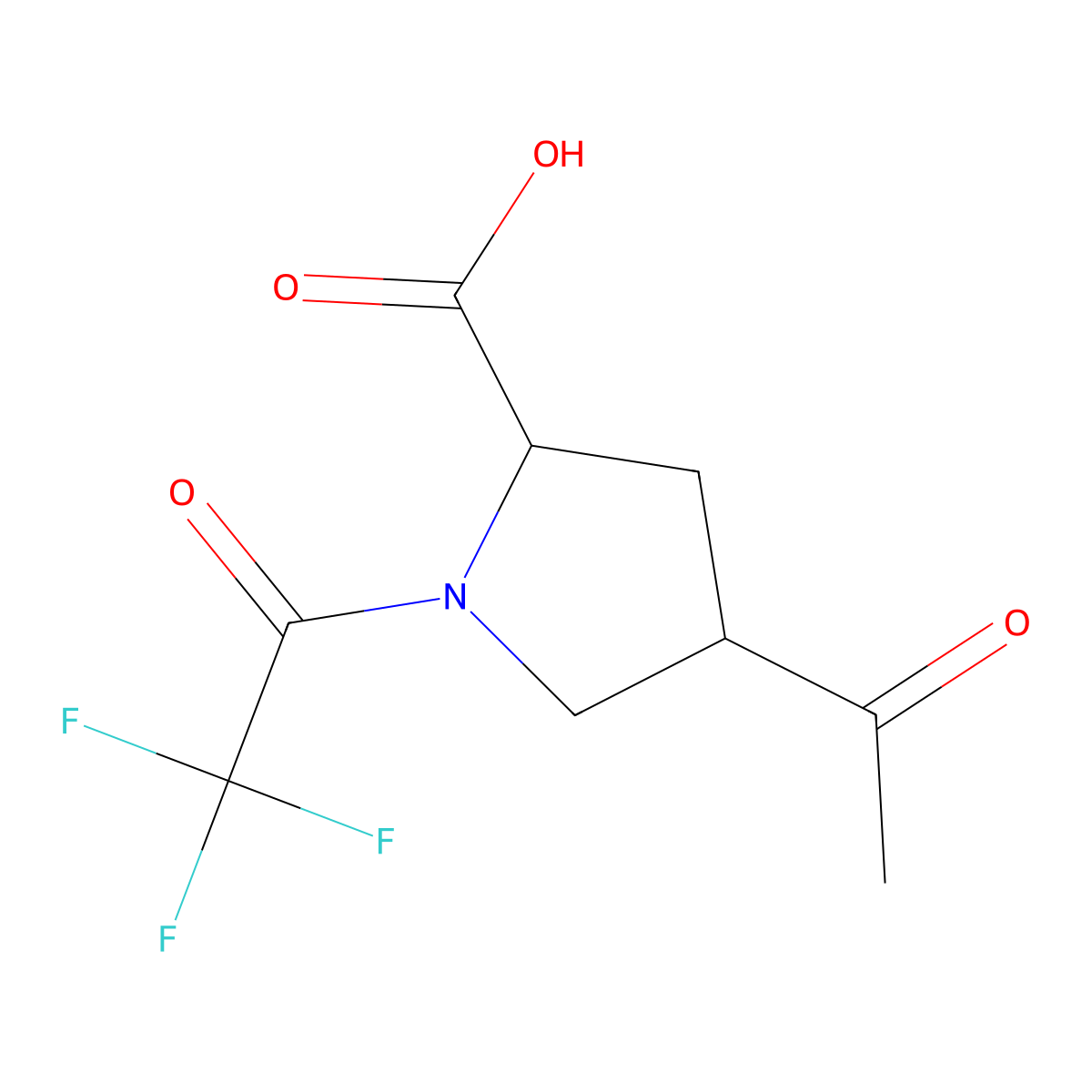 4-Acetyl-1-(2,2,2-trifluoroacetyl)pyrrolidine-2-carboxylic acid molecular structure, CAS 2680545-69-9