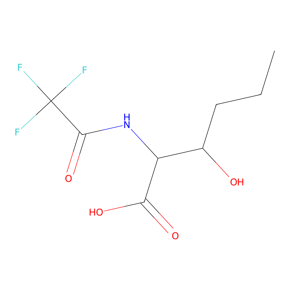3-Hydroxy-2-(trifluoroacetamido)hexanoic acid molecular structure, CAS 2680545-77-9