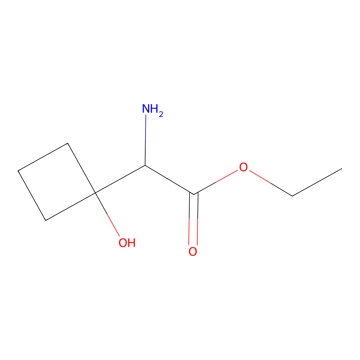 Ethyl 2-amino-2-(1-hydroxycyclobutyl)acetate molecular structure, CAS 2680545-78-0