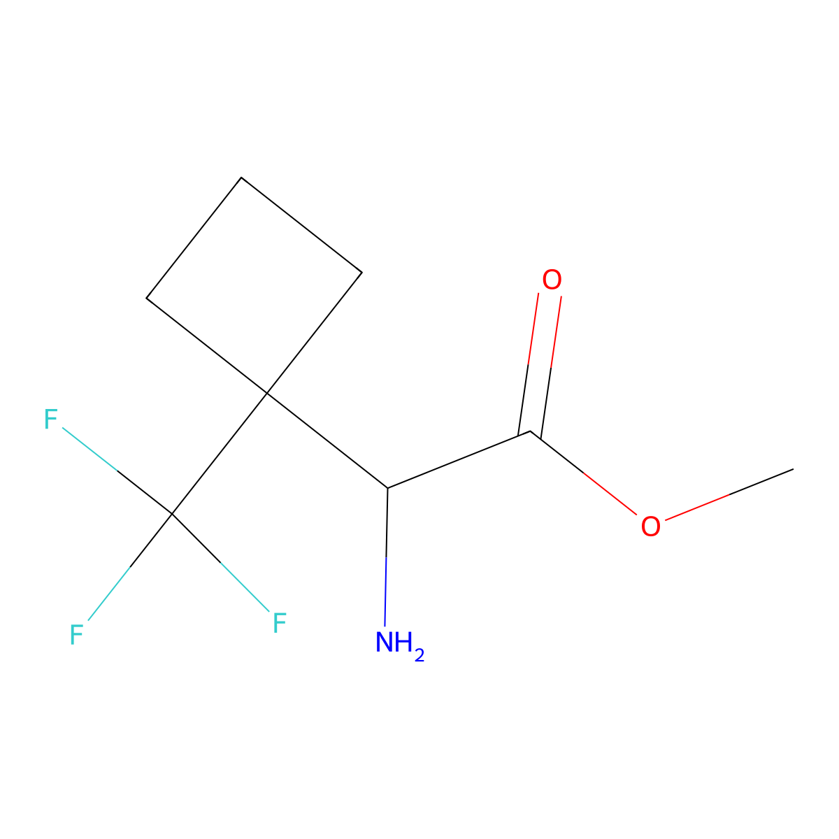Methyl 2-amino-2-[1-(trifluoromethyl)cyclobutyl]acetate molecular structure, CAS 2680545-81-5