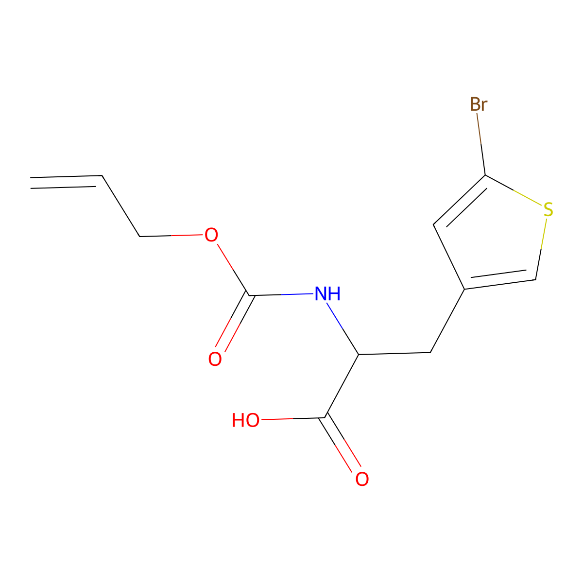 3-(5-Bromothiophen-3-yl)-2-{[(prop-2-en-1-yloxy)carbonyl]amino}propanoic acid molecular structure, CAS 2680545-92-8