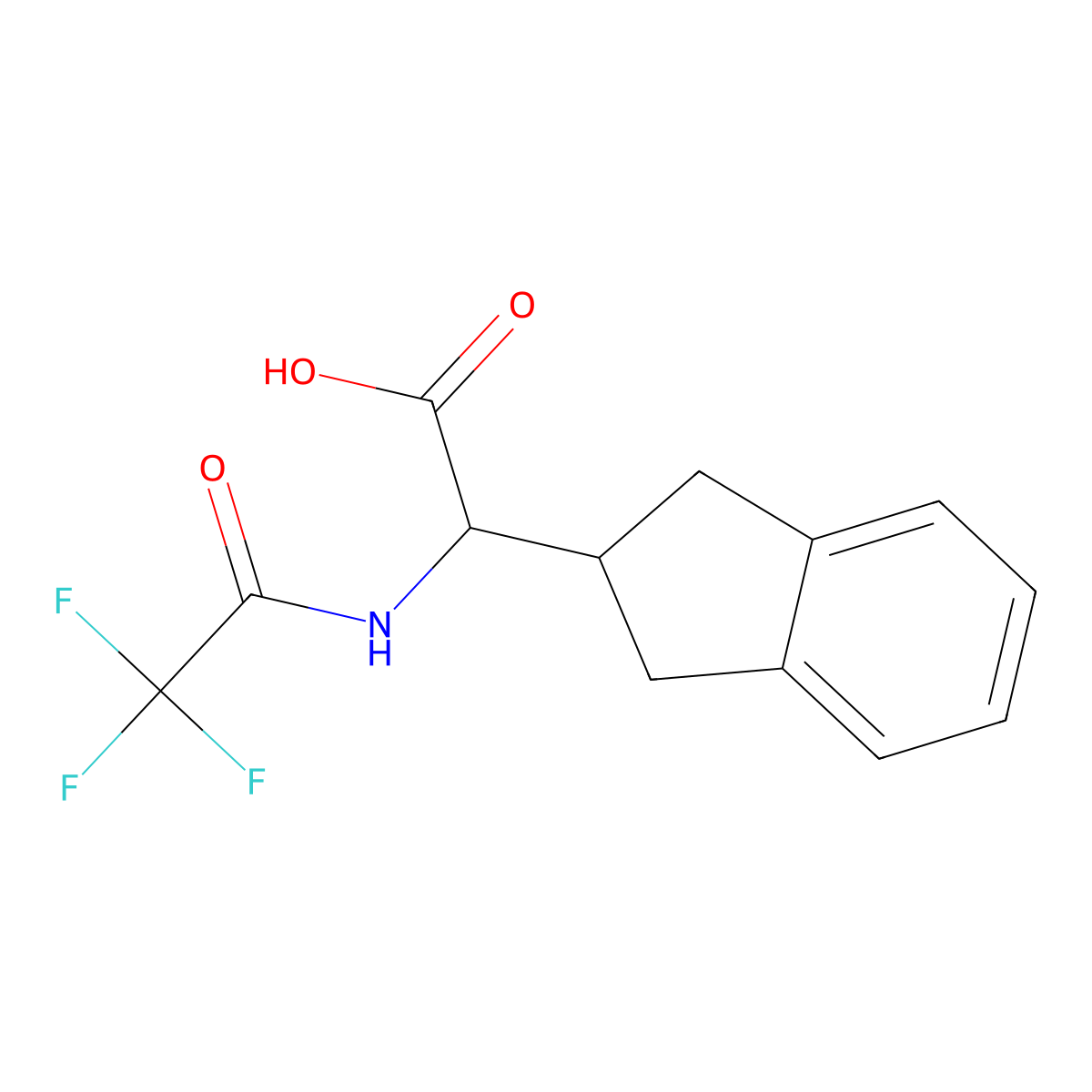 2-(2,3-dihydro-1H-inden-2-yl)-2-(2,2,2-trifluoroacetamido)acetic acid molecular structure, CAS 2680545-95-1