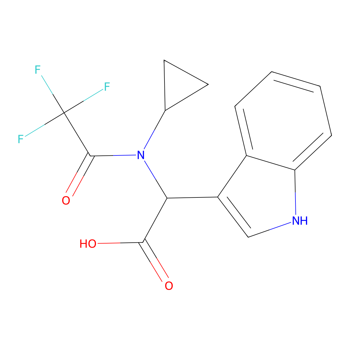 2-(N-cyclopropyl-2,2,2-trifluoroacetamido)-2-(1H-indol-3-yl)acetic acid molecular structure, CAS 2680545-96-2