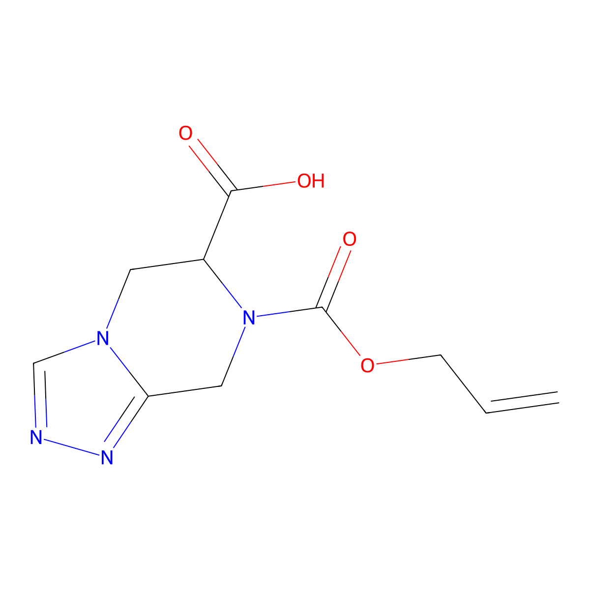 7-[(prop-2-en-1-yloxy)carbonyl]-5H,6H,7H,8H-[1,2,4]triazolo[4,3-a]pyrazine-6-carboxylic acid molecular structure, CAS 2680546-02-3