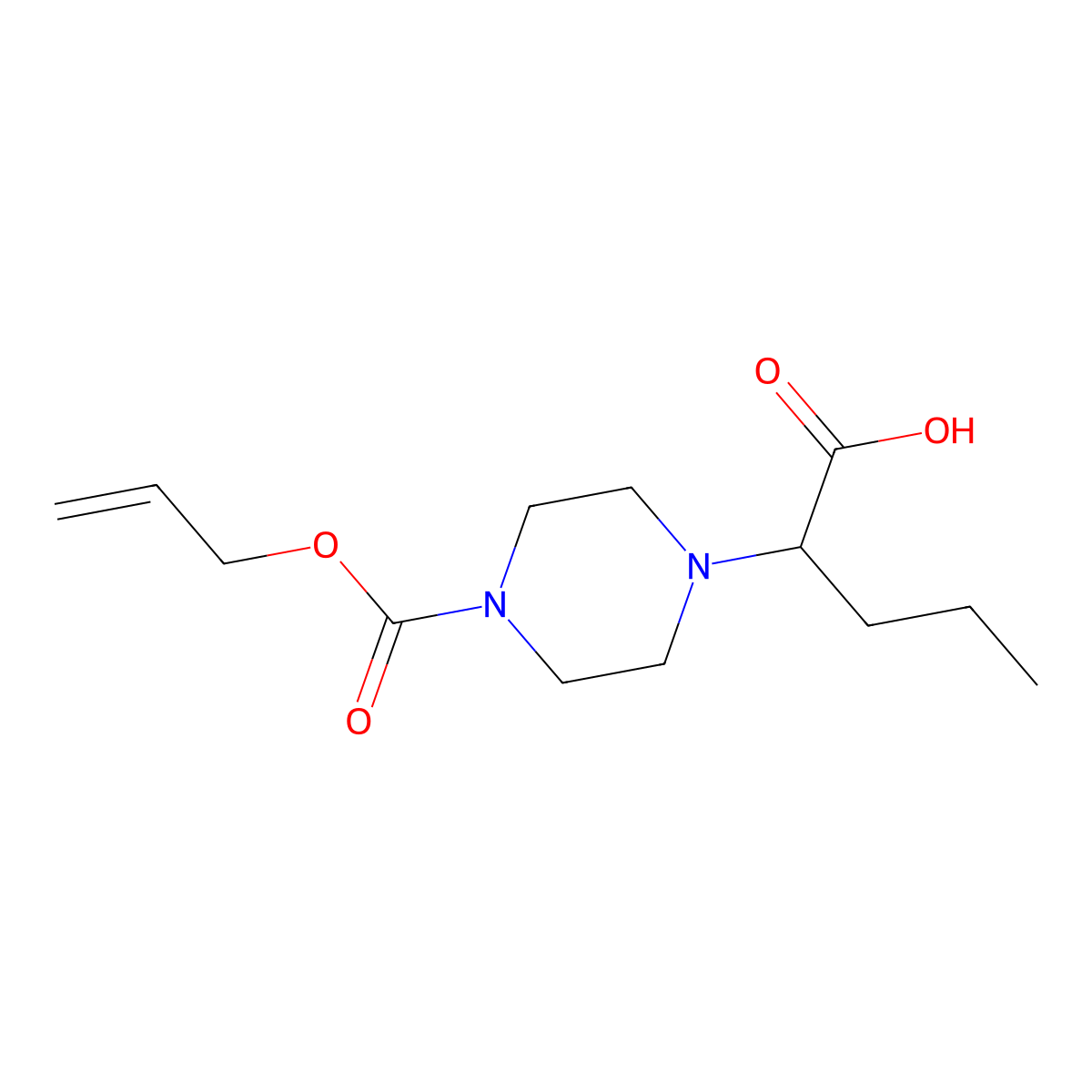 2-{4-[(Prop-2-en-1-yloxy)carbonyl]piperazin-1-yl}pentanoic acid molecular structure, CAS 2680546-22-7