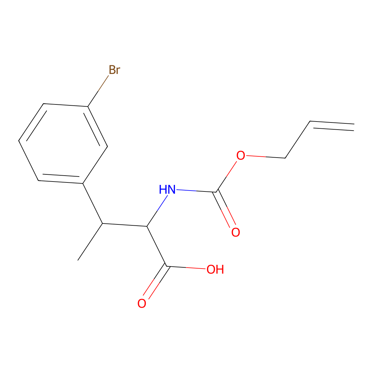 3-(3-Bromophenyl)-2-{[(prop-2-en-1-yloxy)carbonyl]amino}butanoic acid molecular structure, CAS 2680546-24-9