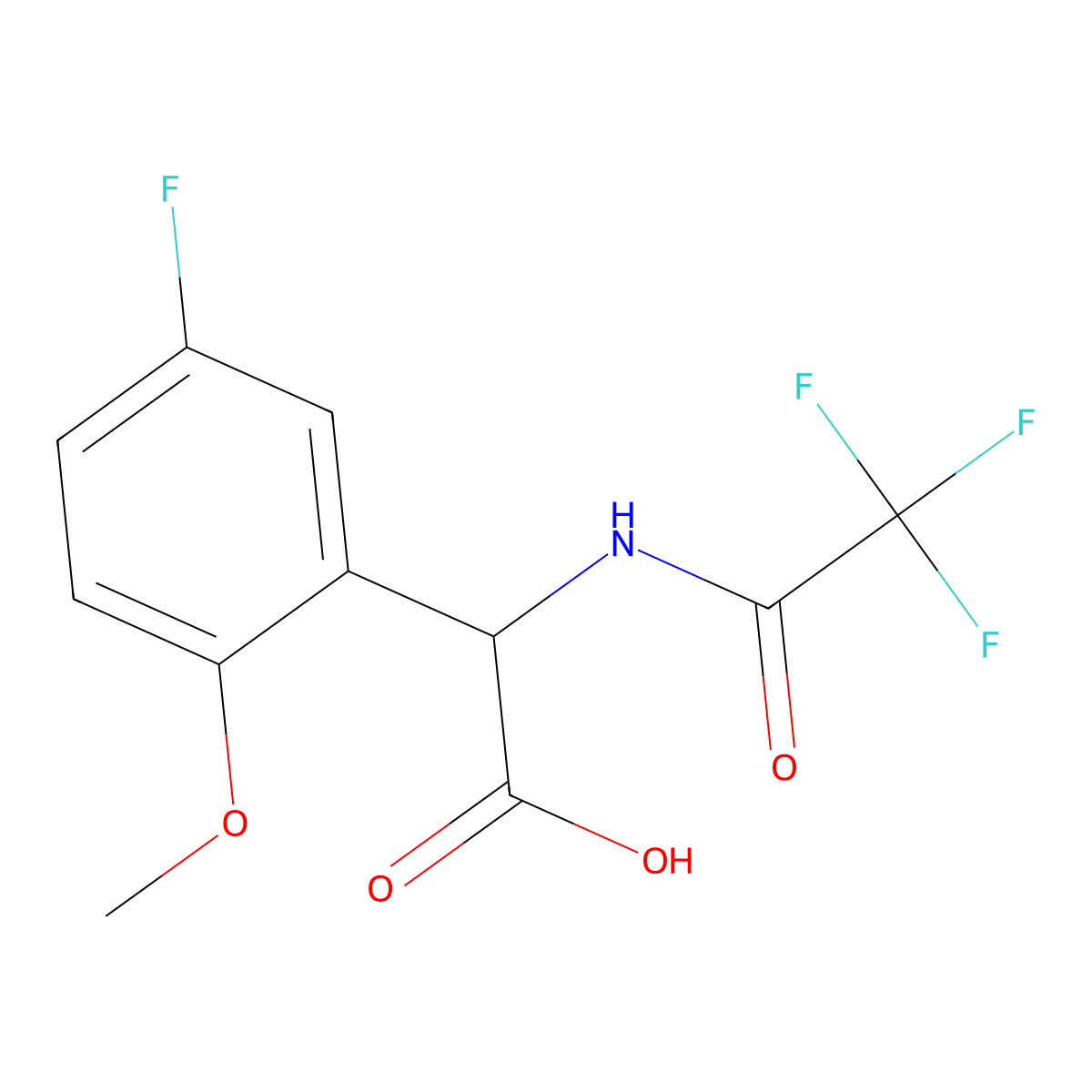 2-(5-Fluoro-2-methoxyphenyl)-2-(2,2,2-trifluoroacetamido)acetic acid molecular structure, CAS 2680546-29-4