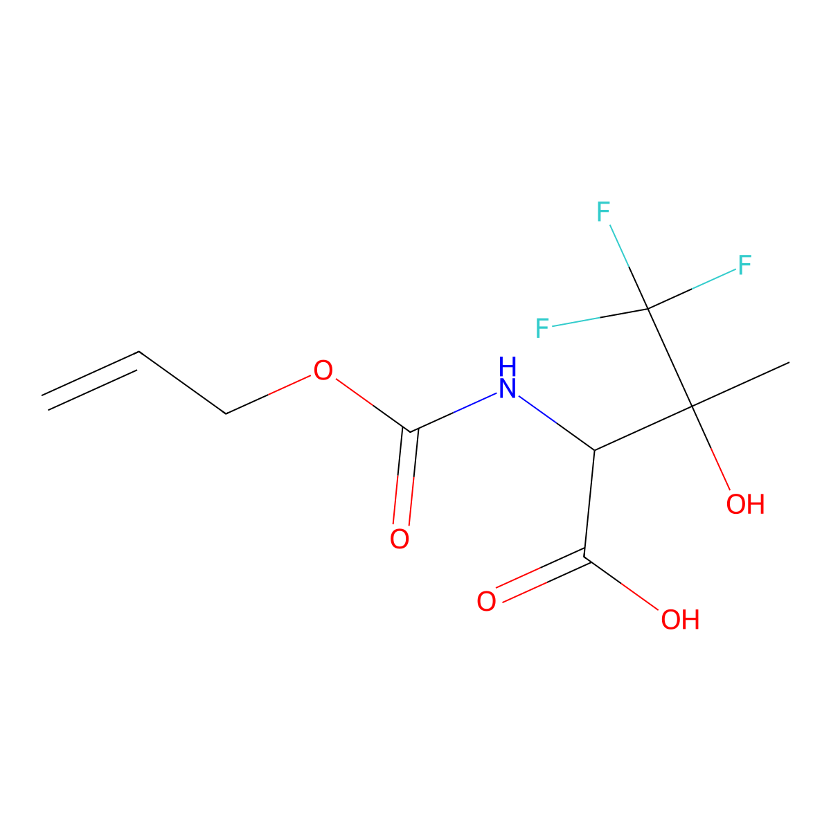 4,4,4-Trifluoro-3-hydroxy-3-methyl-2-{[(prop-2-en-1-yloxy)carbonyl]amino}butanoic acid molecular structure, CAS 2680546-34-1