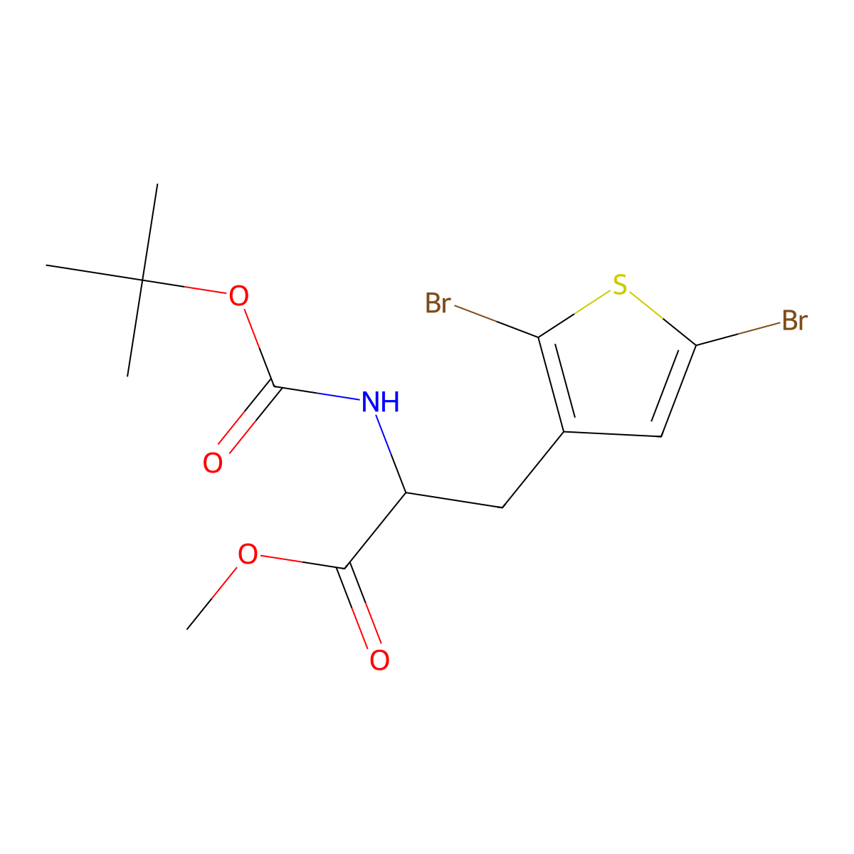 Methyl 2-{[(tert-butoxy)carbonyl]amino}-3-(2,5-dibromothiophen-3-yl)propanoate molecular structure, CAS 2680546-39-6