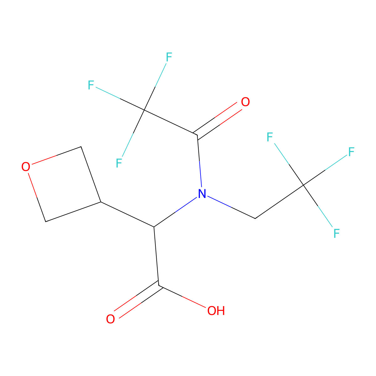 2-(oxetan-3-yl)-2-[2,2,2-trifluoro-N-(2,2,2-trifluoroethyl)acetamido]acetic acid molecular structure, CAS 2680546-41-0