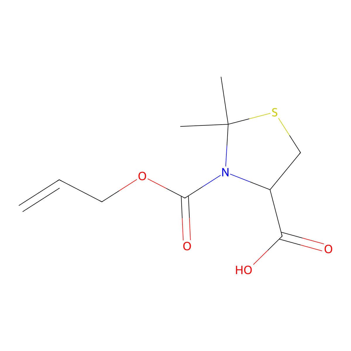 2,2-Dimethyl-3-[(prop-2-en-1-yloxy)carbonyl]-1,3-thiazolidine-4-carboxylic acid molecular structure, CAS 2680546-58-9